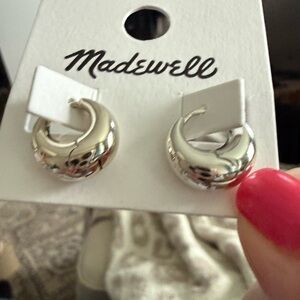 Madewell Shiny Silver Dome Hoop Earrings NWT